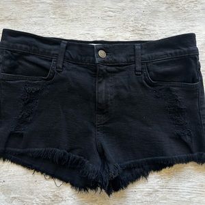 WILDFOX “HELLO LEGS” BLACK DENIM SHORT, SIZE 28